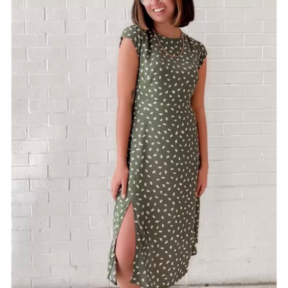 Loft Brushstroke Flutter Sleeve Midi 